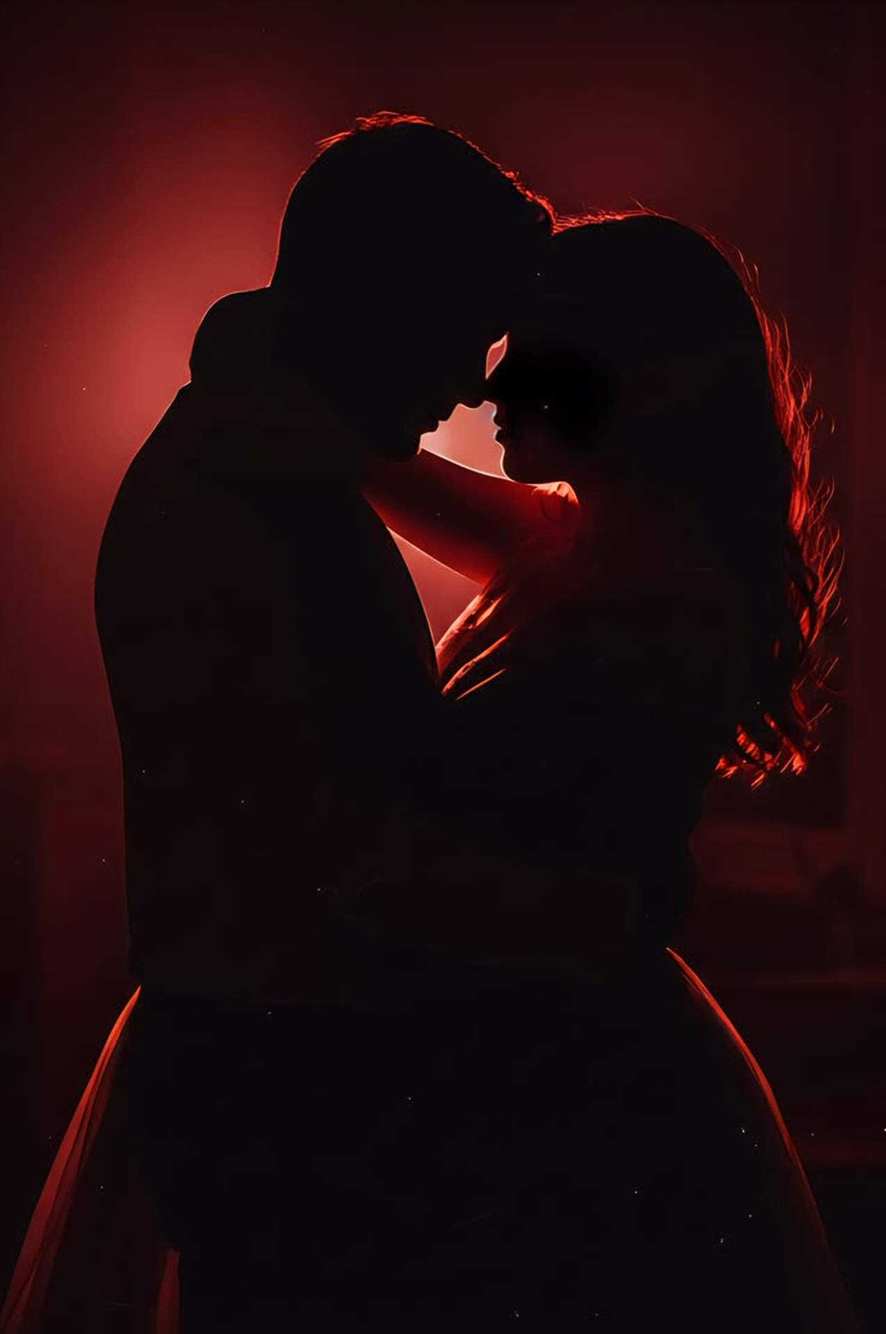 Couple in red neon light
